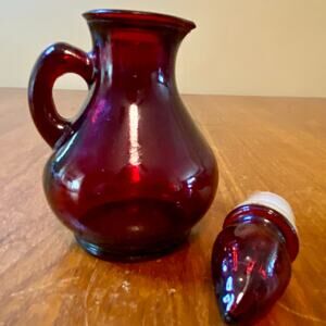 Vintage Avon Ruby Red Strawberry Bath Foam Glass Perfume Bottle [EMPTY]